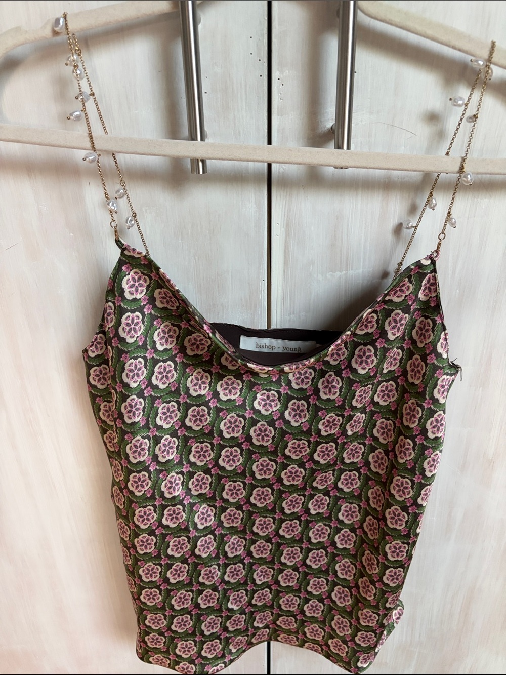 bishop + young Green Floral Cowl Neck Satin Camisole